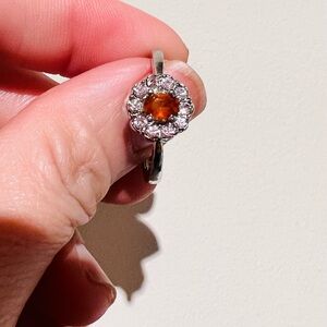 Red Garnet Round Brilliant Cut Ring